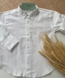 Camisa Infantil em Cambraia Manga longa Luxo Branco Festas