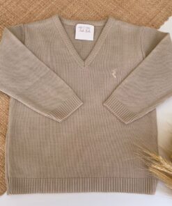 Pulôver bege Suéter Tricot gola v Casaco infantil menino luxo