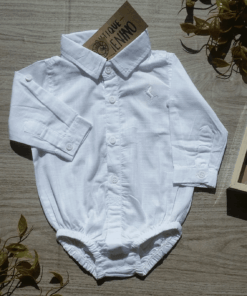 Body Cambraia branco infantil masculino bebe manga longa luxo