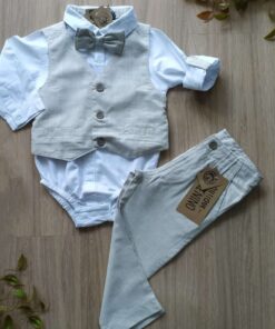 kit batizado body calca gravata colete