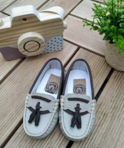 Sapato Mocassim masculino infantil Menino Marfim e marrom