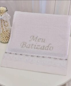 Toalha de Batizado Felpa Bordada 30cm x 40cm