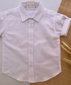 Alternative view of Camisa Infantil masculina manga Curta na cor branca com detalhe e botões branco