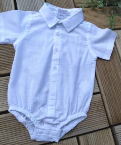 Body branco Cambraia infantil bebe manga curta
