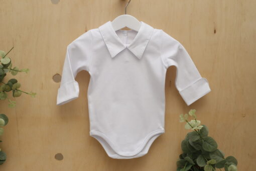 Body branco menino infantil bebe Suedine Pima masculino manga longa Gola Ponta Branco Liso