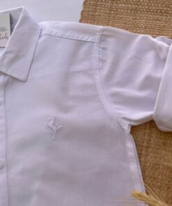Alternative view of Camisa Tricoline Branca manga longa Infantil menino bordado cavalinho Luxo
