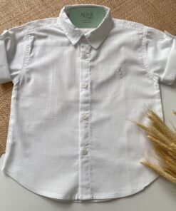 Camisa Branca em Cambraia Infantil Menino Manga Curta