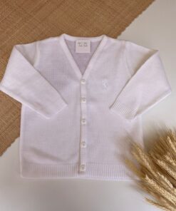 Alternative view of Cardigã Branco Suéter Tricot gola v Casaco infantil menino luxo