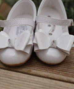 Sapato Infantil Laura feminino Branco Laço Batizado menina