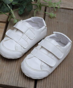 Sapato Infantil masculino om Velcro infantil Menino Branco Batizado