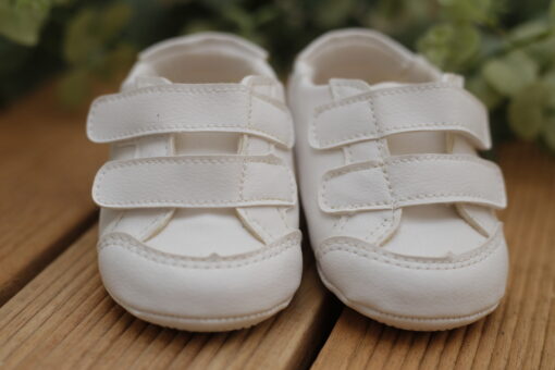 Sapato Infantil masculino om Velcro infantil Menino Branco Batizado