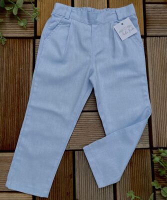 Conjunto Batizado Infantil Menino Calça Camisa Colete e Gravata Azul-bebê Premium