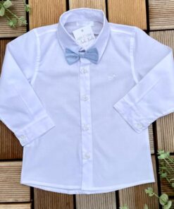 Conjunto Batizado Infantil Menino Calça Camisa Colete e Gravata Azul-bebê Premium