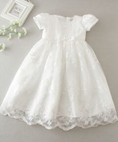 Vestido infantil bebê batizado Mandrião Renda Manga Princesa Branco Luxo