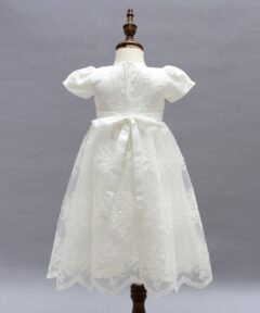 Vestido infantil bebê batizado Mandrião Renda Manga Princesa Branco Luxo