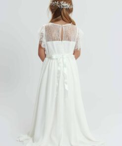 Alternative view of Vestido Longo Manuela em Renda e Musseline de Seda Branco