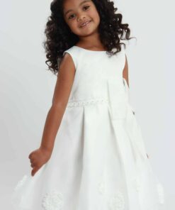 Vestido infantil menina Formatura Laço Grande Renda Branco Premium Luxo