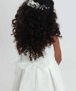 Alternative view of Vestido de batizado Maitê Menina Bebê em Organza com Faixa de Pérolas Laço Grande Festa Daminha Formatura Renda Branco Premium Luxo