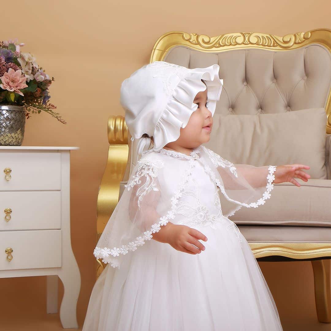 Vestido princesa elegante Manga Longa Infantil Bebê Batizado Daminha Festa  - Auhe Kids, vestido de bebe princesinha 