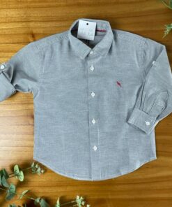 Camisa masculina  com detalhe vermelho Algodão manga longa infantil menino