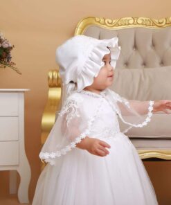 Vestido infantil menina bebê batizado Daminha Casamento 3 peças Renda Branco Premium Luxo