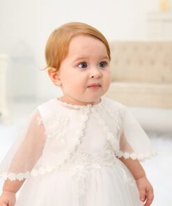 Vestido infantil menina bebê batizado Daminha Casamento 3 peças Renda Branco Premium Luxo
