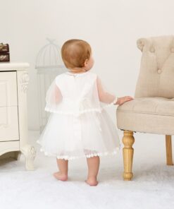 Vestido infantil menina bebê batizado Daminha Casamento 3 peças Renda Branco Premium Luxo