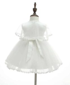 Vestido infantil menina bebê batizado Daminha Casamento 3 peças Renda Branco Premium Luxo