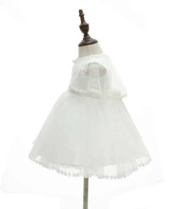 Vestido infantil menina bebê batizado Daminha Casamento 3 peças Renda Branco Premium Luxo