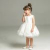 Vestido infantil menina bebê Festa Daminha Batizado Laço Grande Renda Branco Premium Luxo