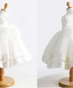 Vestido infantil menina bebê Pedrarias Tule Laço Renda Branco Premium Luxo