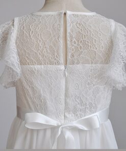 Vestido Longo infantil elegante menina Rendas flor primavera verão Festa Daminha Batizado Branco Premium Luxo