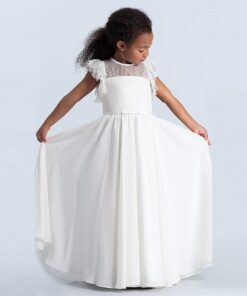 Vestido Longo infantil elegante menina Rendas flor primavera verão Festa Daminha Batizado Branco Premium Luxo