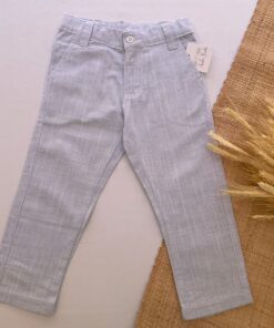 Calça Premium em Flamê Azul Bebê Textura de Linho Infantil masculina Festas Batizado Casamento Pajem