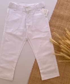 Alternative view of Calça Premium em Flamê Branca Textura de Linho Infantil Masculina Festas batizado Casamentos