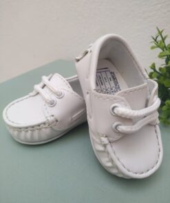 Sapato Bebê Masculino Mocassim Infantil Menino Com Cadarço Branco do 13 ao 20