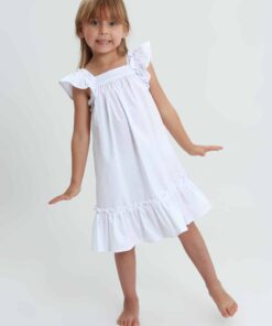 Vestido infantil Verão Fustão Batizado e Festas menina Laço nas costas