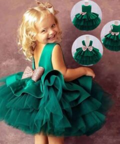Vestido infantil menina Festa Natal casamento Aniversário Renda tutu Premium Luxo Verde
