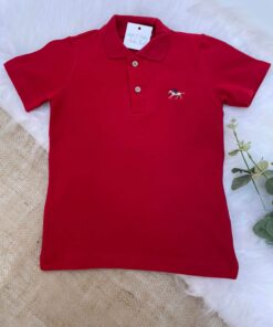 Camisa Polo Infantil menino Vermelha Festa Natal manga curta