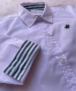 Alternative view of Camisa Infantil menino Branca com detalhe Verde Festa natal Batizado Casamento