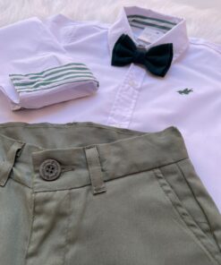 Alternative view of Conjunto Infantil Menino Camisa Manga Longa detalhe Calça Sarja verde  Premium Gravata