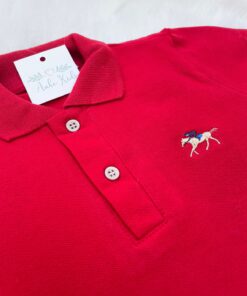 Camisa Polo Infantil menino Vermelha Festa Natal manga curta