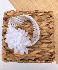 Faixa de cabeça com flor para bebês 0 a 2 anos renda artesanal Batizado e Festas