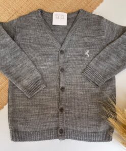 Cardigã Cinza Suéter Tricot gola v Casaco infantil menino luxo