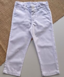 Calça de Sarja Skinny Polo infantil masculina branca Casamento Page Batizado Festas