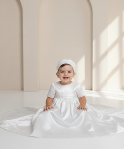 Mandrião Menino Levi infantil bebê batizado em Algodão Branco com Chapéu Luxo
