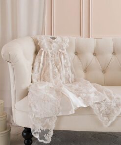 Mandrião infantil bebê batizado Vestido Renda Branco Touca Super Premium Luxo
