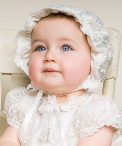 Mandrião infantil bebê batizado Vestido Renda Branco Touca Super Premium Luxo