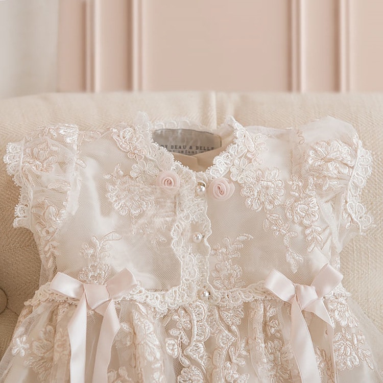 Mandrião Isadora infantil bebê batizado Vestido Renda Branco Touca Super  Premium Luxo - Auhe Kids