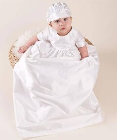 Mandrião Menino infantil bebê batizado em Algodão Branco com Chapéu Luxo